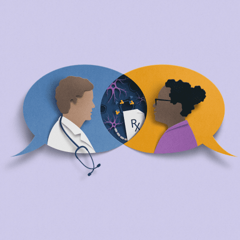 Artwork of a doctor speaking with a patient